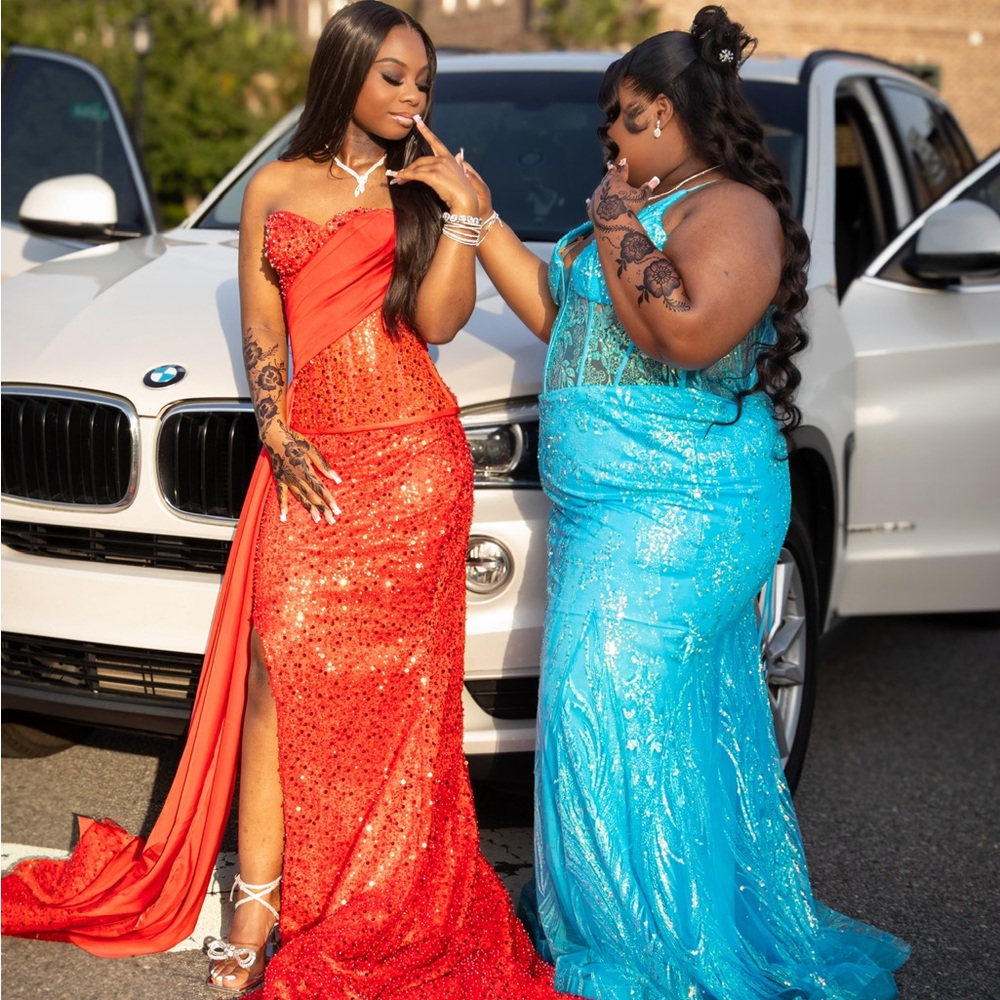 Elegant Red Sequin Prom Dress